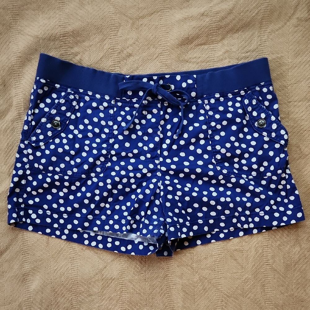 LOFT High Waist Blue and White Shorts